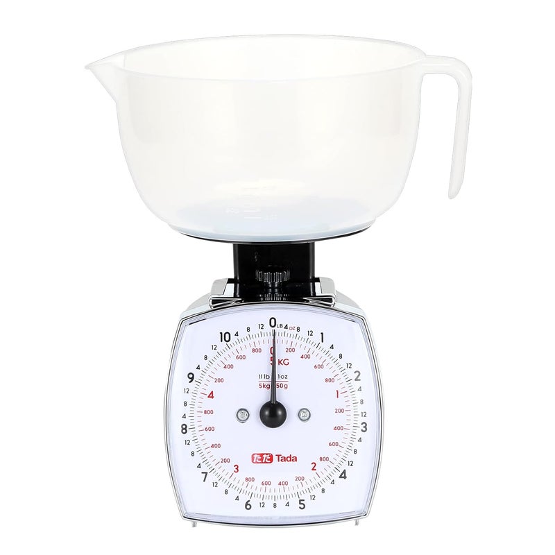 ta da 11lb Analog Food Scale Mechanical Dial Kitchen Scale, Removable Measuring Cup, Tare Function, Kitchen Friendly - Image 1